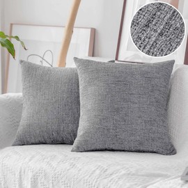 Home Brilliant Grey Scatter Cushion Covers for Sofa Bed, 65x65 Cushion Cover for Large Cushions, Textured Chenille Throw Pillowcases with Invisible Zipper, 2Pcs, (65cm, Grey White)