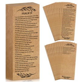 Skyygemm 200 Pcs Psalm 91 Bookmarks Bulk Clergy Appreciation Gift Christian Bible Scripture Kraft Paper Prayer Card Religious Verse Inspirational Sunday School Teacher Gift for Church Pastor (English)