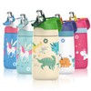 FEIJIAN Kids Stainless Steel Water Bottles with Straw, 12 oz