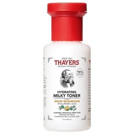 THAYERS Thayers Milky Hydrating Face Toner with Snow Mushroom, Hyaluronic Acid and Elderflower, Dermatologist Recommended Gentle Alcohol Free Facial Skincare for Dry and Sensitive Skin, Paraben Free, 3 FL oz