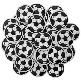 TACVEL 30 Pieces Soccer Ball Iron on Patch, Embroidered Sew On/Iron on Patch Applique for Clothes, Dress, Hat, Jeans, DIY Accessories (1.33 Inch)