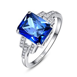 Yaresul 2.5ct Women's Created Sapphire Rings for Women September Birthstone Ring 925 Sterling Silver Engagement Ring Anniversary Ring Mother's Ring Size 7