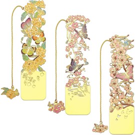 YQQZQ 3pcs Metal Bookmarks, Classical But Fashion Flower Design, Osmanthus, Plum Blossom, Apricot, Ideal Gift