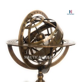 Engraved Brass Tabletop Armillary Nautical Sphere Globe
