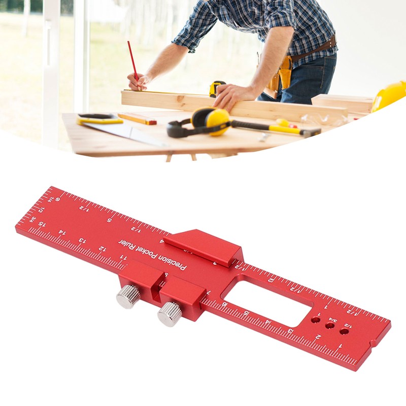 6 Inch Woodworking Ruler Adjustable Sliding Stop Aluminum Alloy Pocket