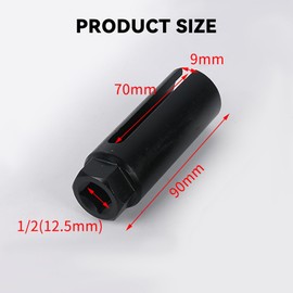 Honibaoto Oxygen Sensor Socket with Side Wire Cutout, 3/8 Inch Drive x 0.37 Inch (22mm) fits All Vehicle O2 Removal and Installation, 65 Mn Steel Universal Puller Oxygen Sensor Socket (Black Small)