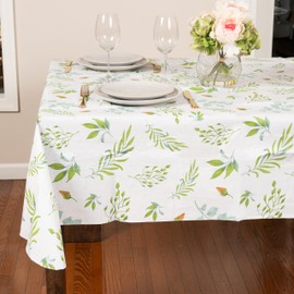EVERYDAY LUXURIES Waterproof Oblong Tablecloth 52 x 70 Inch Stain and Wrinkle Resistant | Decorative 3.6 Gauge Camilla's Garden Vinyl Table Cover for Indoor Outdoor Seating, Gatherings, Occasions.