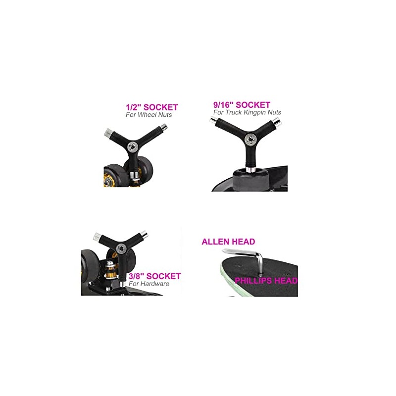 HIGHROCK All-in-One Skate Tools Multi-Function Portable Skateboard T Tool, Y