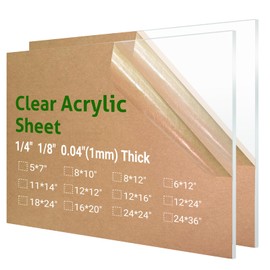 2 Pieces 12” x 12” Clear Acrylic Sheet Plexiglass - 1/8”(3mm) Thick, Use for Craft Projects, Signs, DIY Projects and More; Cut with Saw or Hand Tools, No Laser Cut