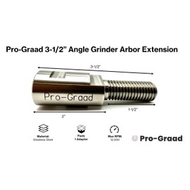 Pro-Graad 3-1/2" Stainless Angle Grinder Arbor Extension, 1-1/2” Thread Length, Additional Threads On Power Tools with 5/8”-11 Thread Arbor, Angle Grinder Extender Shaft for Buffing & Airway Wheels