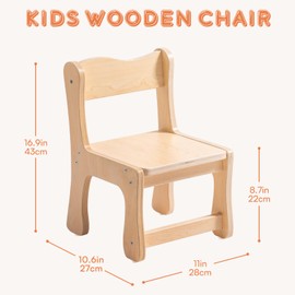 ROBOTIME Kids Wooden Chairs, 2-PCS Toddler Chairs for Table for Playroom, Children's Wooden Playroom Furniture, Kids Furniture for Eating, Reading, Playing