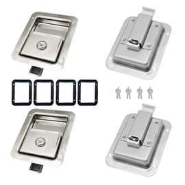 Ycsmyyds 4 Pack Stainless Door Lock Heavy Duty Flush Mount Handle Latch for Trailer Toolbox RV Handle Latch with Gasket Keys