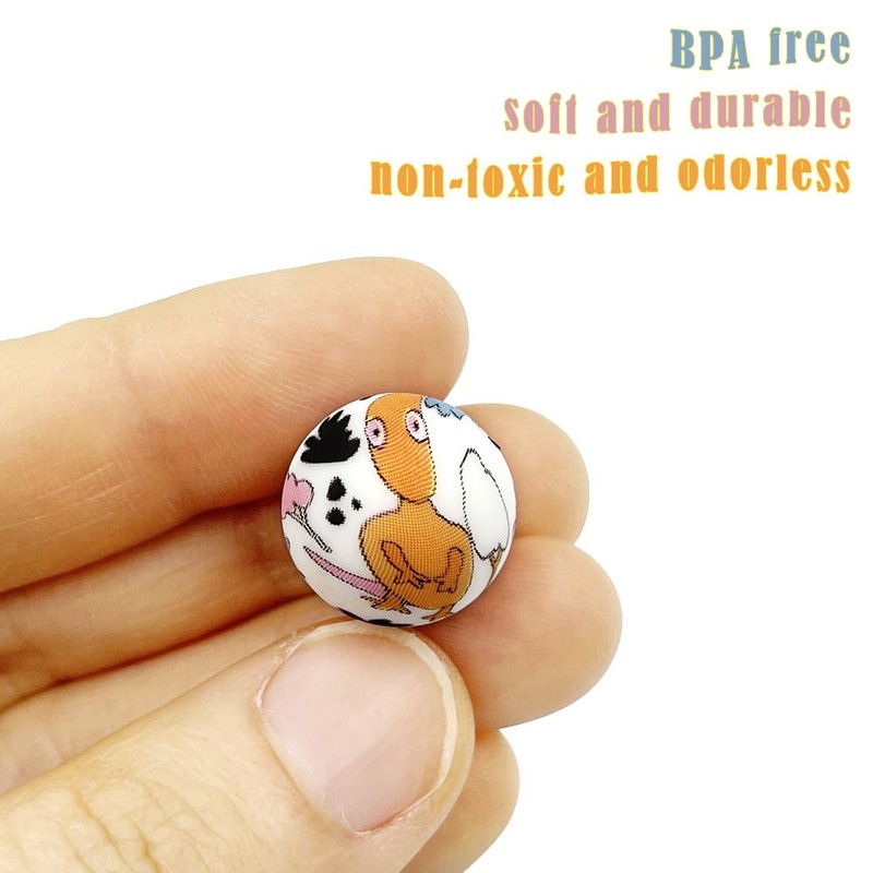 30Pcs Silicone Printed Beads Alien Print Beads 15mm Unique Alien