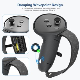 MtomatoVR VR Controller Grips Cover for Meta Quest 3S/3 Accessories, Silicone Controller Grip Protector Covers with Battery Opening and Adjustable Hand Straps for Oculus Quest 3/3S, Black