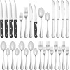 MUTNITT 24 Pcs Silverware Set with Steak Knives Service for