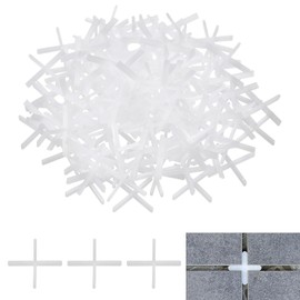 sourcing map 600Pcs Tile Spacers, 1.5mm 1/16" Thick Cross Shape Wall Floor Tile Spacer Tiling Tools for Ceramic Tile Installation (PE Plastic, White)
