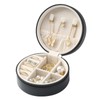 MAYCARI Portable Mini Jewelry Box for Girls Round Pu Leather