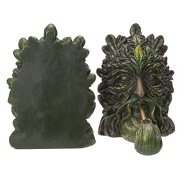 Ebros Gift Mythical Forest Tree Spirit Ent Celtic Greenman with Cigar Pipes Decorative Bookends Figurine Pair Set Wicca Horned God Sculptural Bookend Library Bookshelf Accent