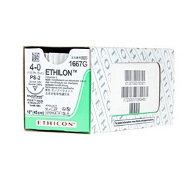 Ethicon 1667G Nylon Suture, Synthetic Non-absorbable, PS-2, 3/8 Circle Needle, Size 4-0, 18" Size