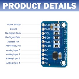 ADS ADC 1115 Module - (16-Bit) 4 Channel Analog to Digital Converter for Arduino & Raspberry Pi - Development Board Module (Pack of 5)