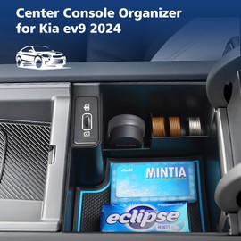 FIILINES Center Console Organizer Compatible with Kia ev9 2024 Armrest Storage Box ABS Insert Container 2024 ev9 Accessories