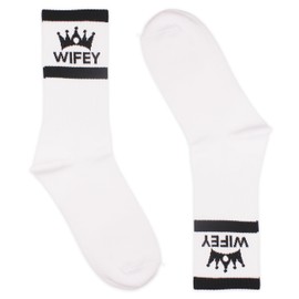 Wifey Socks, Gifts for Wife, Birthday Gifts for Wife, Honeymoon Outfits, Wife Gifts, White Socks, Gifts for Her, Anniversary, Christmas, Valentine’s Day, Mother’s Day Gifts for Wife. (033)