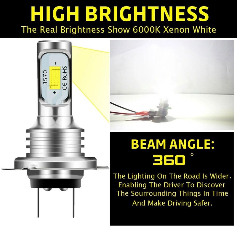 Edearkar H7 LED Headlight Bulb (4-Pack) H7 80W 3570 2SMD