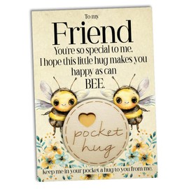 Maise & Rose A Little Pocket Hug Token For Friend | Friend Cheer Up Gift | Thinking Of You Hug Gift | Friend Birthday Gift | Little Pocket Hug Bumble Bee Friend Gift | BTKF