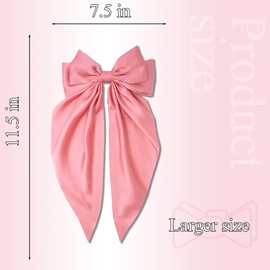 Hair Bows Silky Satin Hair Bow for Hair Ponytail Holder Hair Ribbons Bows Hair Clips Vintage Hair Accessories for Women Girls (Dark Pink,1Pcs)