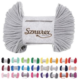 Macrame Yarn 5 mm x 100 m Cotton Cord Perfect for DIY, Yarn for Macrame Cord Over 50 Colours Oeko-Tex Certified - Cotton Cord (Light Grey, 5 mm / 100 Metres)