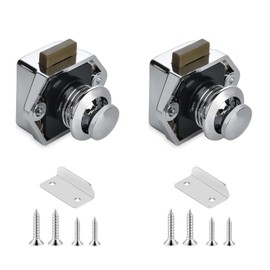 HAFRILY Push Lock Zinc Alloy Push Button Lock, Keyless Cabinet Catch for Furniture Lock Caravan Locks, Drawer, Cabinet Door Locks, Yacht (Pack of 2 Silver)