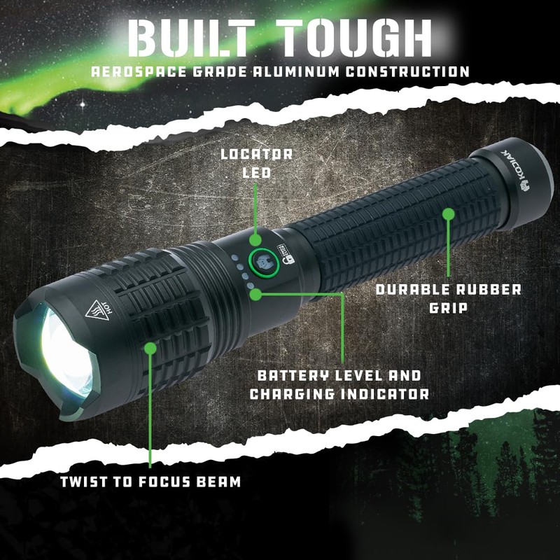 LitezAll Kodiak Kiran 10,000 Lumen Tactical Flashlight, Ultra Bright Rechargeable