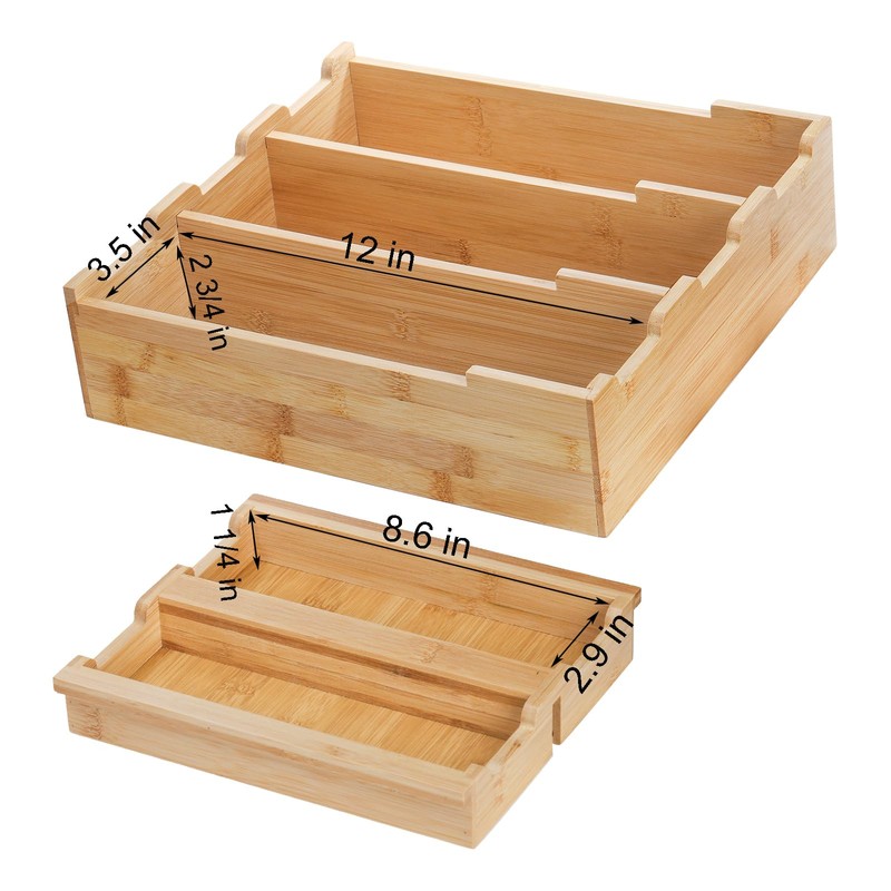 Okllen Bamboo Kitchen Drawer Organizer, Stackable 2-Tier Utensil Drawer Organizer