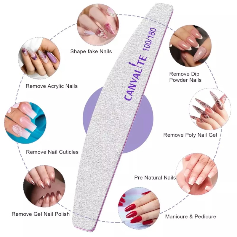 Canvalite 10 PCS 네일 파일 전문가용 재사용 가능한 양면 에머리