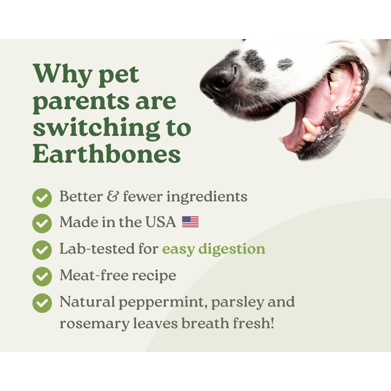 Earthbones Dental Chews for Dogs 10-20lbs, 30 Bones