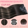 FUOTONBUTY Clip-In Real Hair Extensions, Double Stitched, 7 Pieces, Ombre