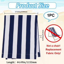 GORGECRAFT 1pcs Beach Sling Chair Replacement Canvas 435 * 1165mm Chair Cloth Prussian Blue and White Stripes Chair Fabric Reclining Sling Replacement for Sunbathing Garden Courtyard
