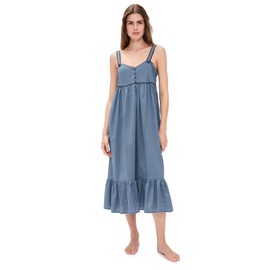 THE GREAT. Women's The Western Tank Night Dress, Blue Dusk, 0