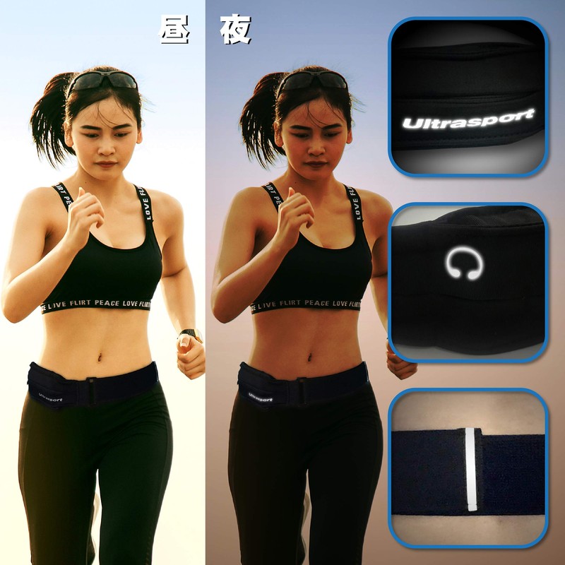 Ultra Sports Waist Pouch, Unisex, Waterproof, Reflector, Black