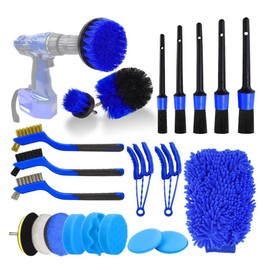 22PCS Juego de Cepillos para Limpieza de Coches,Kit de Lavado para Interior,Cepillo de Limpieza para Las Ruedas,Kit de Limpieza de Coche,Kit Profesional de Cuidado de Auto