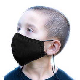 Headmost Comfymask 3 Layer Large Fabric Facemask: Water Repellent, Washable, Breathable & Toggle Adjustable Face Mask (Youth Black)
