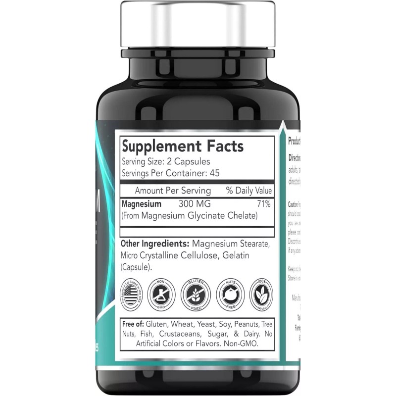 Magnesium Glycinate Glicinato De Magnesio De Maxima Potencia 300 Mg