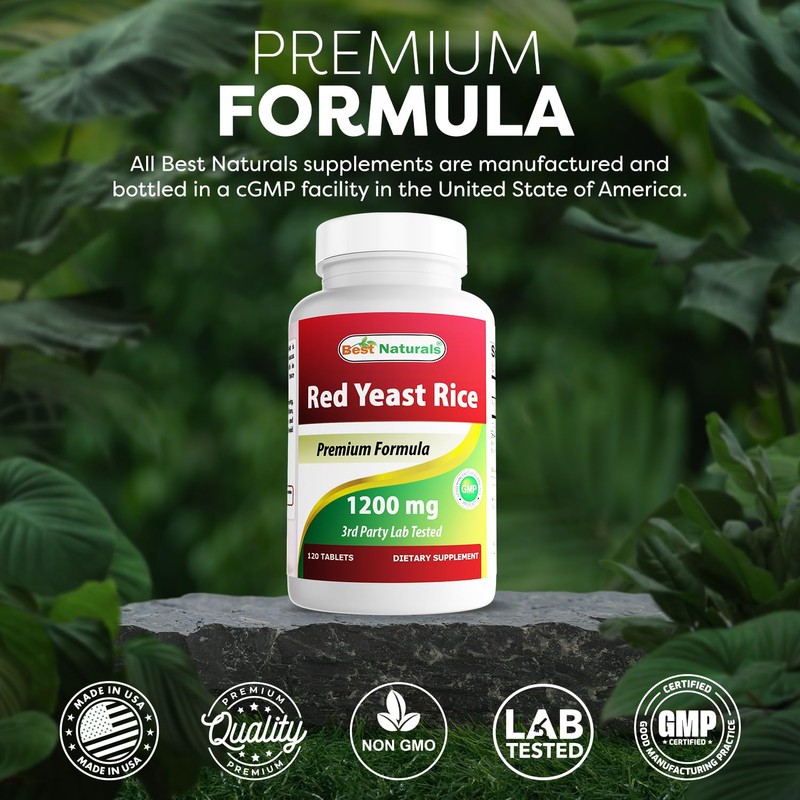 Best Naturals Red Yeast Rice 1200 mg (Non-GMO) 120 Tablets