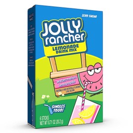 SINGLES TO GO! Jolly Rancher Drink Mix Lemonade Variety Pack, 3 Blue Raspberry Lemonade and 3 Watermelon Lemonade (Pack of 6)