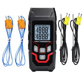 AOOFCMLLC Digital Thermocouple Thermometer Dual Channel K Type Thermometer with 4 K Type Thermocouple Probes, -328~2501℉ Thermocouple Tester with LED Backlight Display