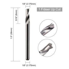 EU_HOZLY Milling Cutter 3.175 mm Shank Single Groove CNC Milling Cutter Bits for Aluminium 3.175 mm Shank, 8 mm Cutting Length, 38 mm Total Length, CNC Milling Machine Aluminium, CNC Milling Cutter