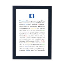 13th Birthday Boy Teenager Gift with Frame Gift Idea Birthday Gift A4