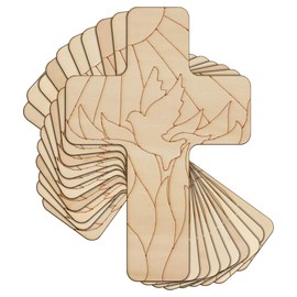 10x Wooden Christian Cross with a Pentecost Design Craft Shape 3mm Plywood(4 x 2.8cm,No Hole)