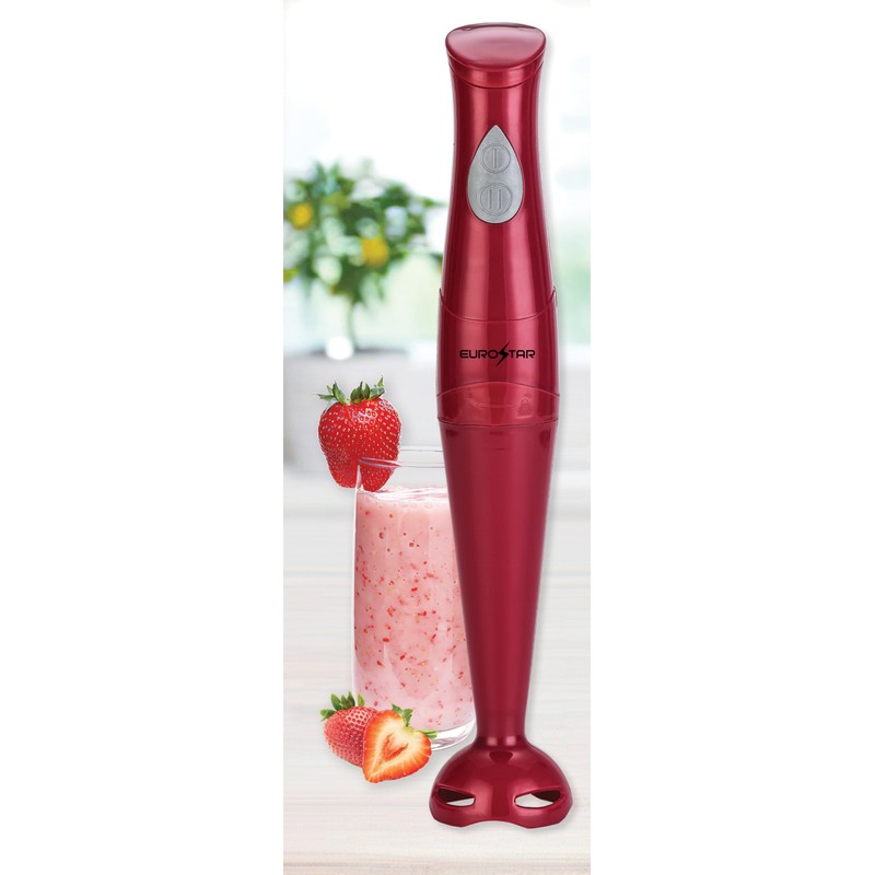 EUROSTAR EH401R 2-Speed Immersion Hand Blender with Detachable Shaft, Red