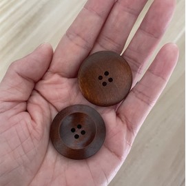 10 Round Brown Wooden Buttons Big Wooden Button 30mm with 2 Holes (30mm-10 Pack)